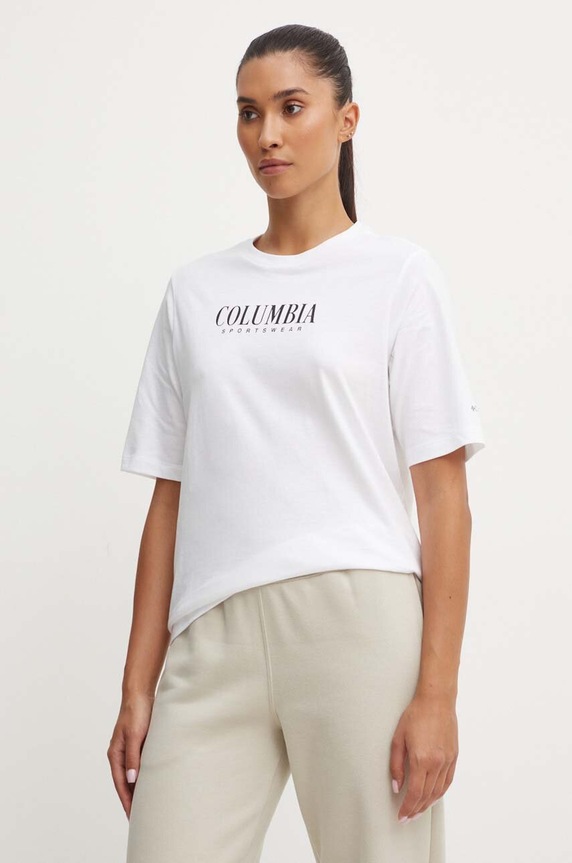 Columbia t-shirt bawełniany nadruk biały 1992085