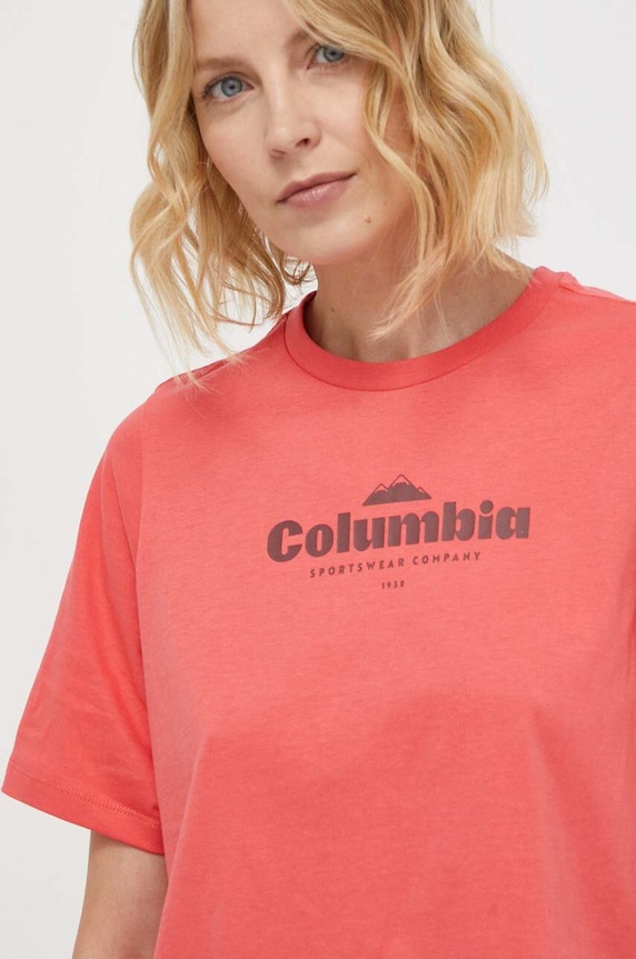 Columbia pamut póló North Cascades piros 1992085