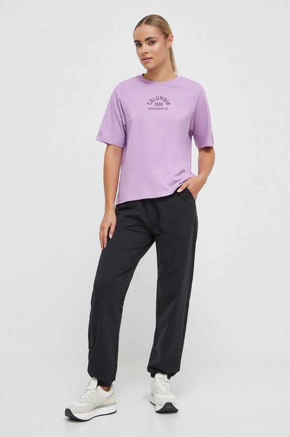 Columbia t-shirt bawełniany North Cascades 1992085 fioletowy AW24