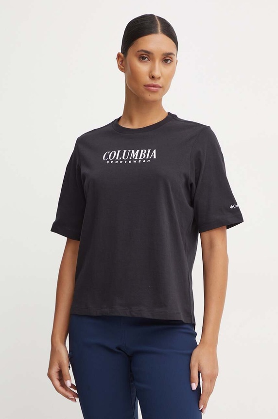 Columbia pamut póló North Cascades fekete 1992085