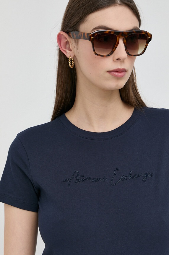 Bavlnené tričko Armani Exchange tmavomodrá 3RYTEX.YJG3Z