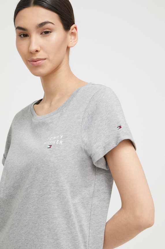 Pamučna homewear majica kratkih rukava Tommy Hilfiger UW0UW04525.PPYX siva SS23