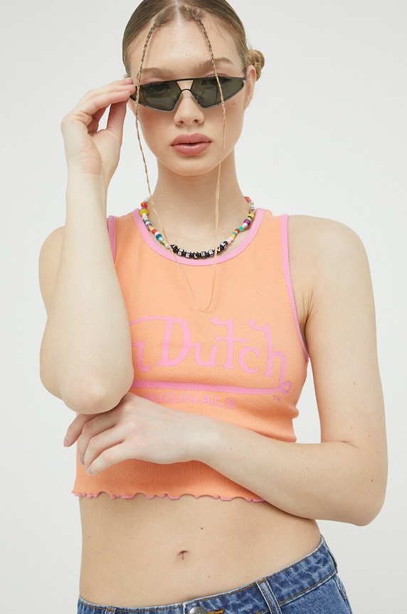 Von Dutch top z elastanem pomarańczowy 6231061