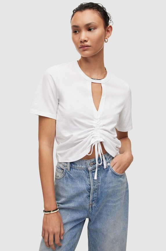 Βαμβακερό μπλουζάκι AllSaints κανονικό λευκό WM161W