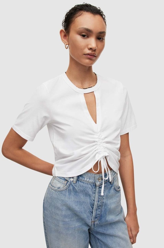Βαμβακερό μπλουζάκι AllSaints WM161W λευκό SS24