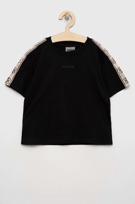 Dječja pamučna majica kratkih rukava Guess natpis crna J3RI47.I3Z14.PPYX