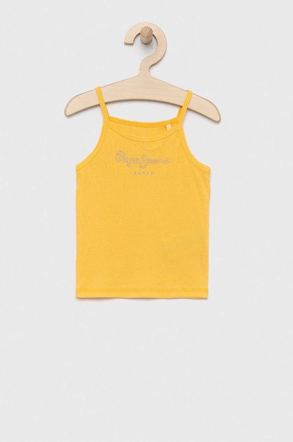Pepe Jeans top bawełniany dziecięcy nadruk żółty PG502834