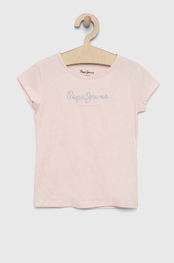 Pepe Jeans t-shirt dziecięcy z elastanem różowy PG502924