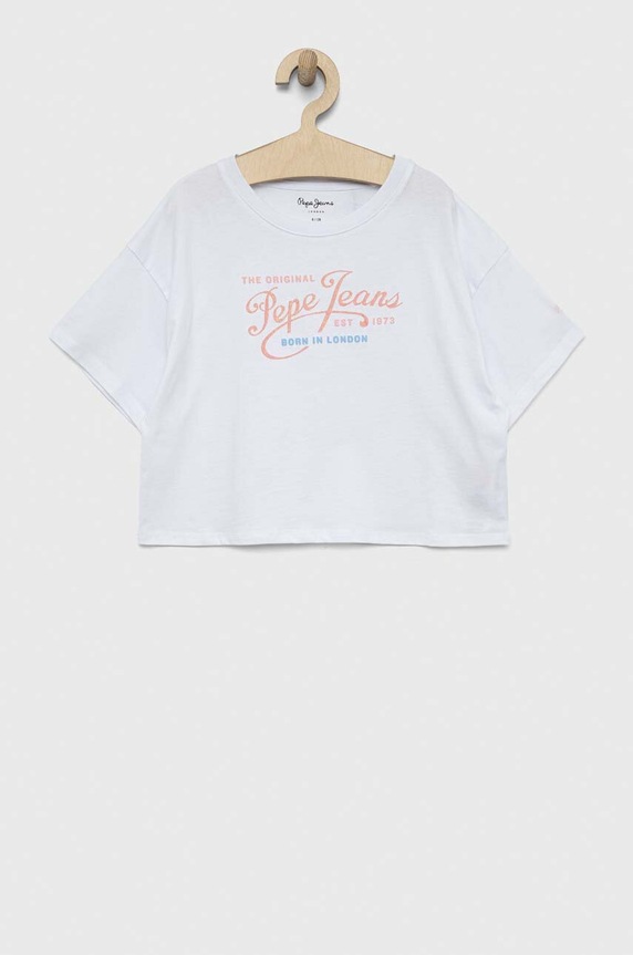 Pepe Jeans t-shirt bawełniany dziecięcy Non-denim nadruk biały PG502958