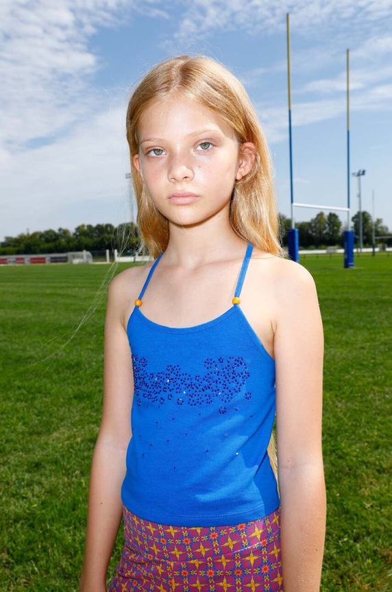 Bombažen top Sisley Okrogel modra 3096XH00C.G.SEASONAL