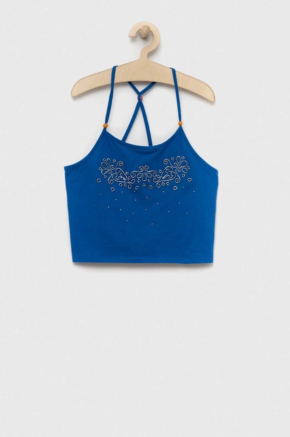 Bombažen top Sisley 3096XH00C.G.SEASONAL modra SS23