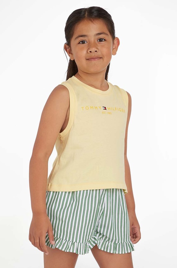 Tommy Hilfiger top bawełniany dziecięcy nadruk żółty KG0KG07262.PPYX