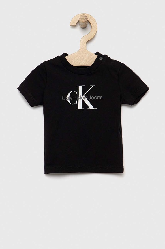 Calvin Klein Jeans gyerek póló elasztánnal fekete IN0IN00001.PPYX