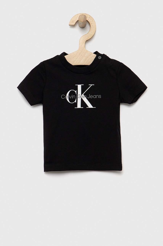 Calvin Klein Jeans gyerek póló elasztánnal fekete IN0IN00001.PPYX