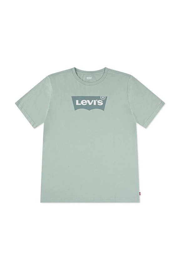 Dječja pamučna majica kratkih rukava Levi's print zelena 9E8157