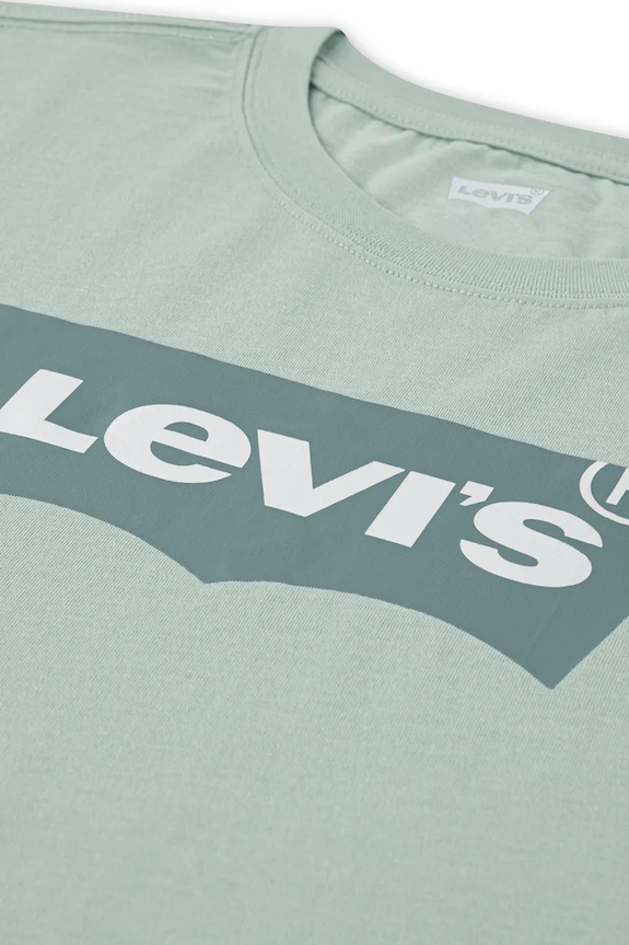 Παιδικό βαμβακερό μπλουζάκι Levi's πράσινο 9E8157