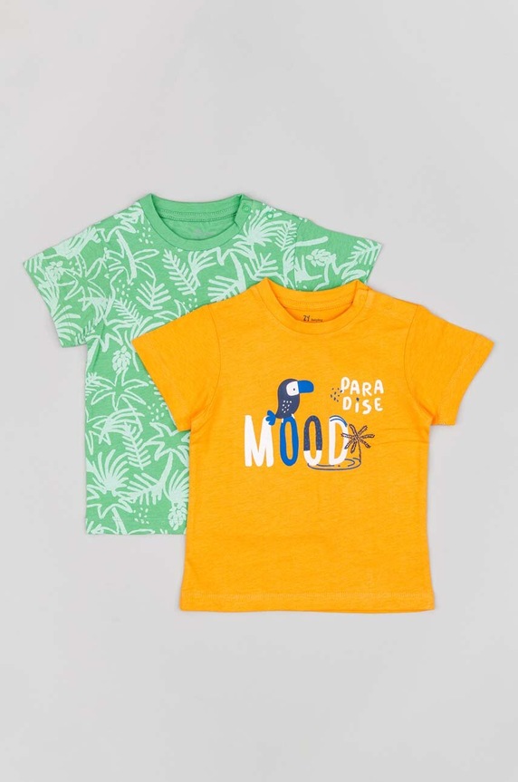 zippy t-shirt bawełniany niemowlęcy 2-pack nadruk multicolor ZBBAP0303.23031