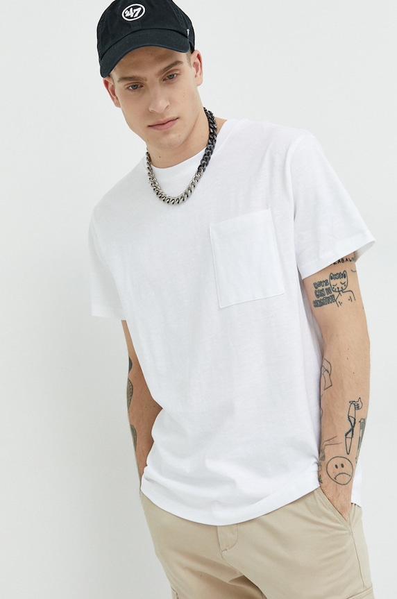 Solid tricou din bumbac uni alb 21107372.110601