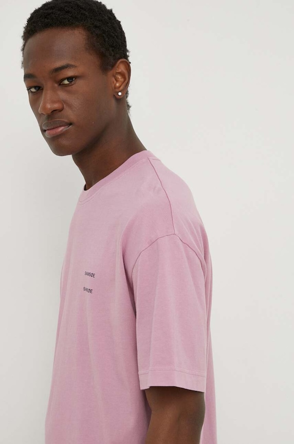 Samsoe Samsoe t-shirt bawełniany JOEL fioletowy M22300126