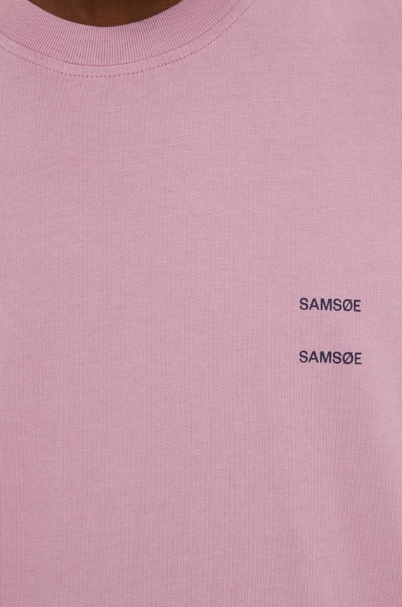 Samsoe Samsoe t-shirt bawełniany JOEL M22300126 fioletowy