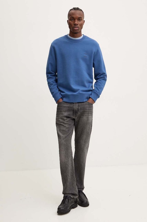 Samsoe Samsoe t-shirt bawełniany JOEL M22300126 niebieski AW25
