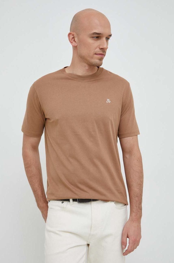 Marc O'Polo t-shirt bawełniany brązowy 320201251054