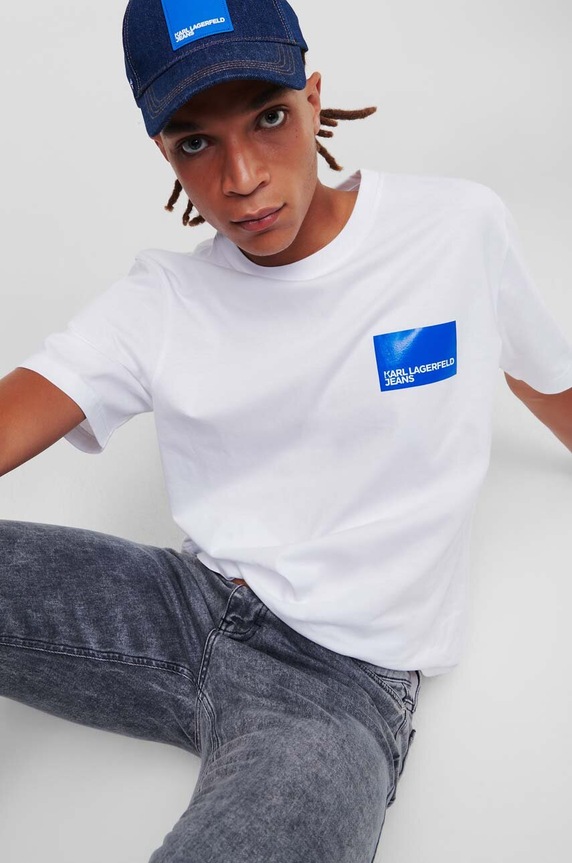 Karl Lagerfeld Jeans t-shirt bawełniany nadruk biały 231D1706
