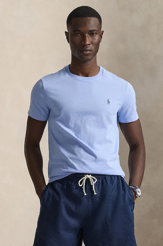 Polo Ralph Lauren βασικό t-shirt ανδρικό βαμβακερό slim μπλε 710671438