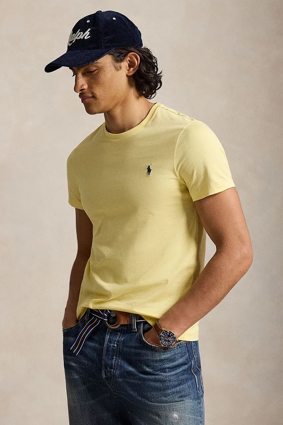 Polo Ralph Lauren T-shirt basic męski bawełniany żółty 710671438