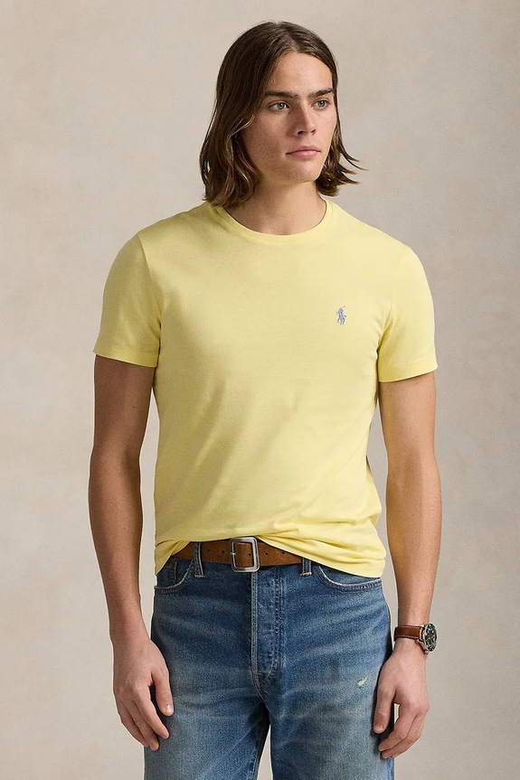 Polo Ralph Lauren Basic t-shirt ανδρικό βαμβακερό slim κίτρινο 710671438