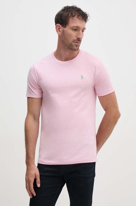 Polo Ralph Lauren T-shirt basic męski bawełniany różowy 710671438