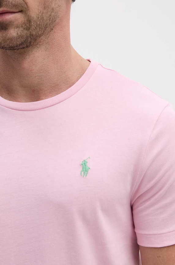 Polo Ralph Lauren T-shirt basic męski bawełniany 710671438 różowy