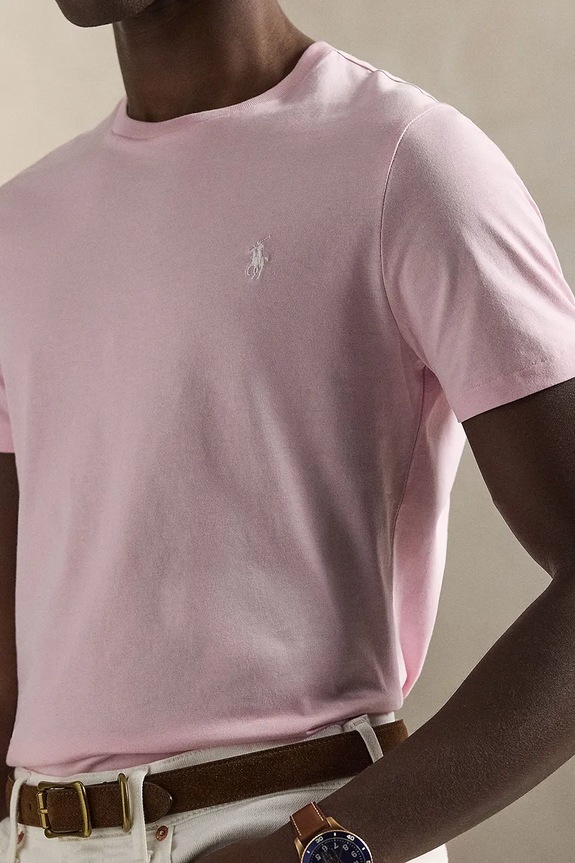 Polo Ralph Lauren t-shirt basic ανδρικό βαμβακερό ροζ 710671438