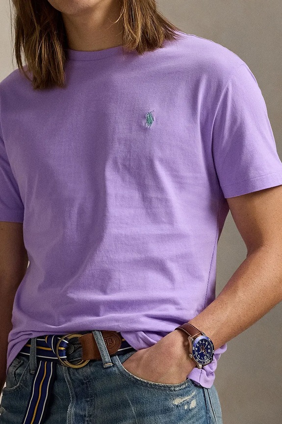 Polo Ralph Lauren T-shirt basic męski bawełniany fioletowy 710671438
