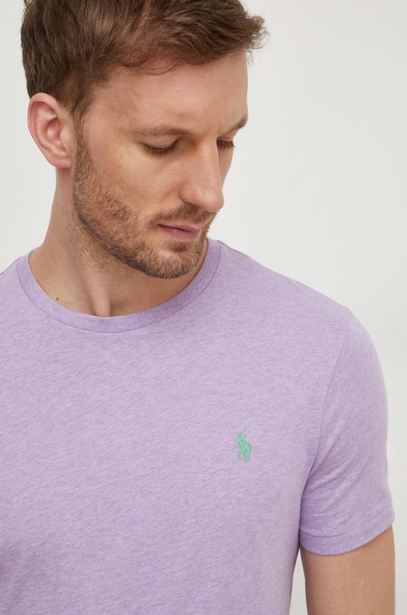 Polo Ralph Lauren T-shirt basic męski bawełniany fioletowy 710671438