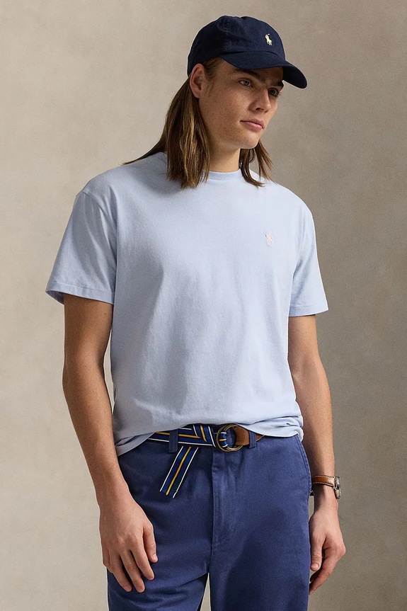 Polo Ralph Lauren T-shirt basic męski bawełniany bawełna niebieski 710671438