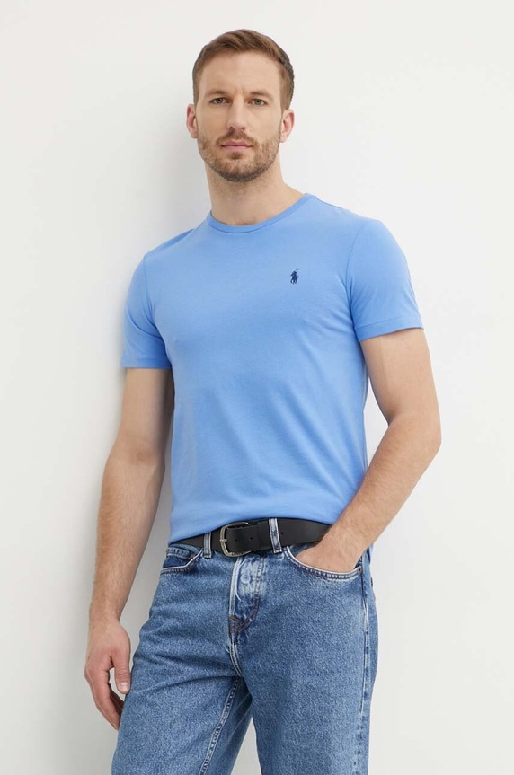 Polo Ralph Lauren basic tričko pánske bavlnené slim modrá 710671438