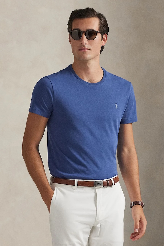 Polo Ralph Lauren βασικό t-shirt Ανδρικό Βαμβακερό slim μπλε 710671438