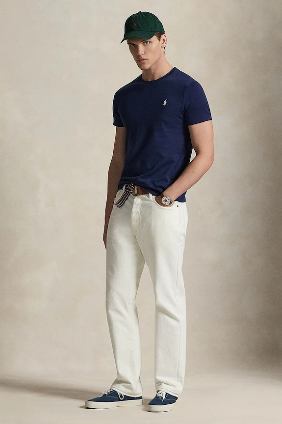 Ρούχα Polo Ralph Lauren Μπλουζάκι basic ανδρικό βαμβακερό 710671438 σκούρο μπλε