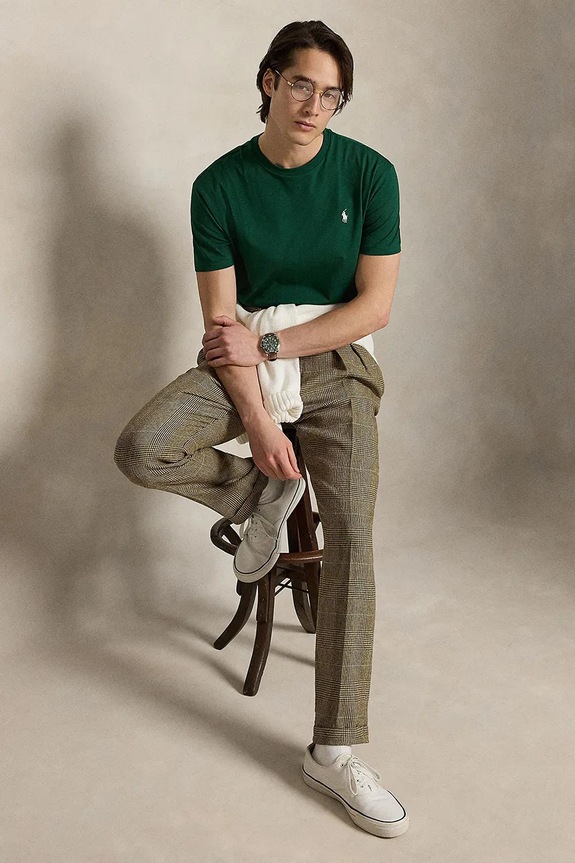 Odzież Polo Ralph Lauren T-shirt basic męski bawełniany 710671438 zielony