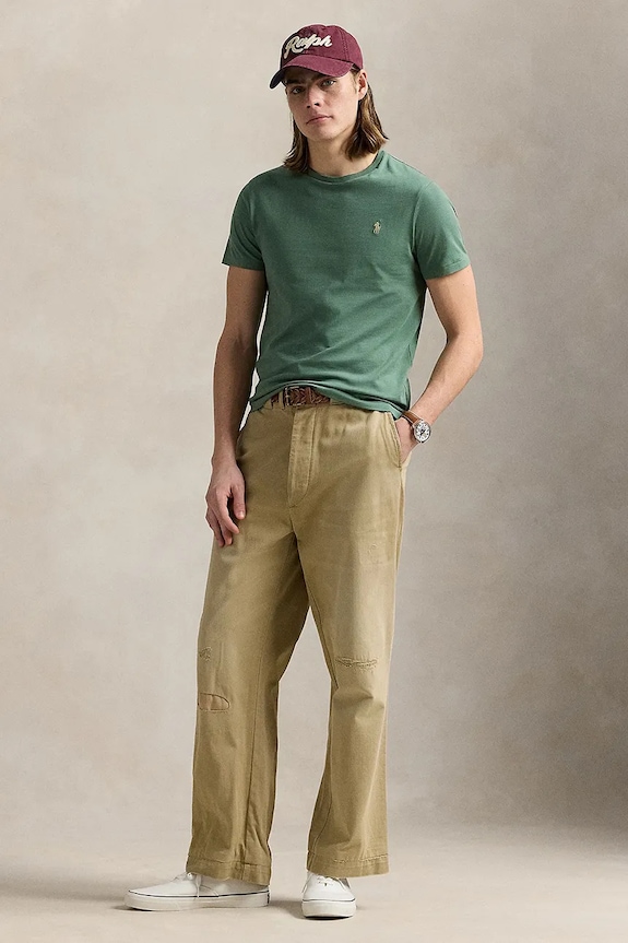 Ρούχα Polo Ralph Lauren t-shirt basic ανδρικό βαμβακερό 710671438 πράσινο