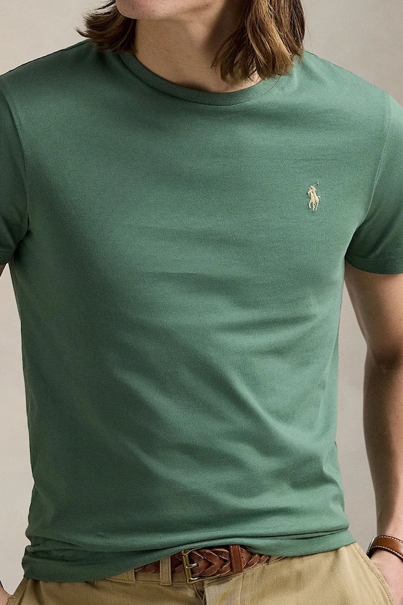 Polo Ralph Lauren t-shirt basic ανδρικό βαμβακερό πράσινο 710671438