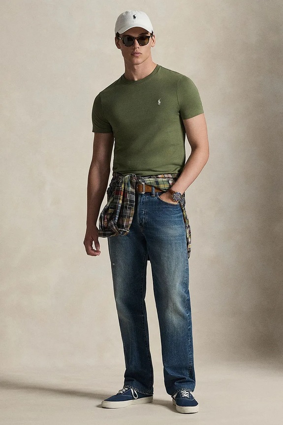 Ρούχα Polo Ralph Lauren t-shirt βασικό βαμβακερό ανδρικό 710671438 πράσινο