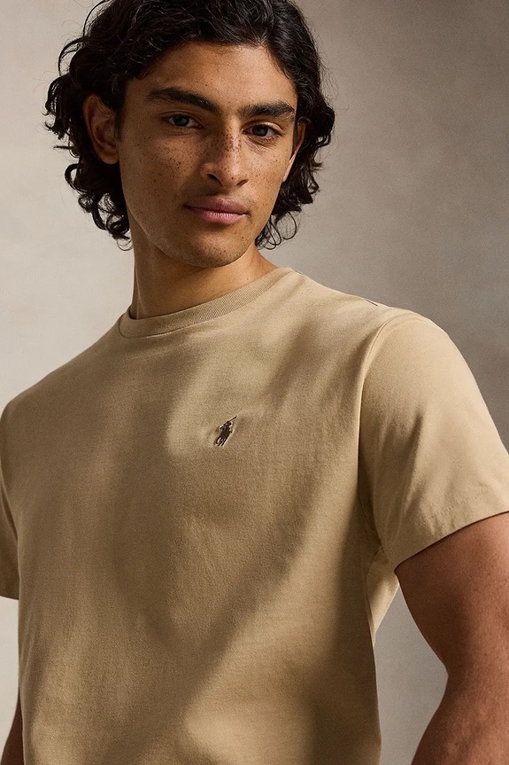 Polo Ralph Lauren T-shirt basic męski bawełniany brązowy 710671438