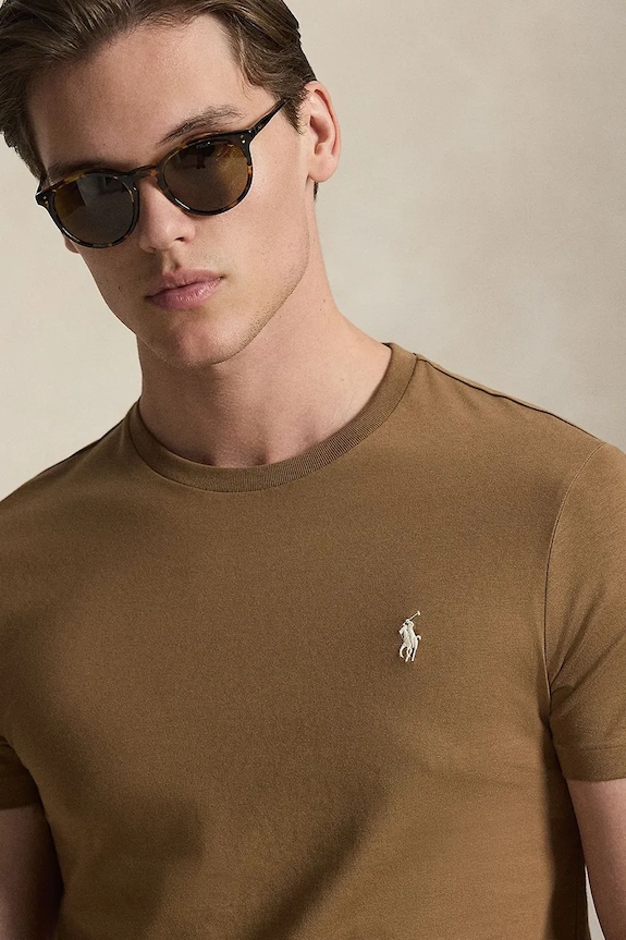 Polo Ralph Lauren t-shirt basic ανδρικό βαμβακερό καφέ 710671438