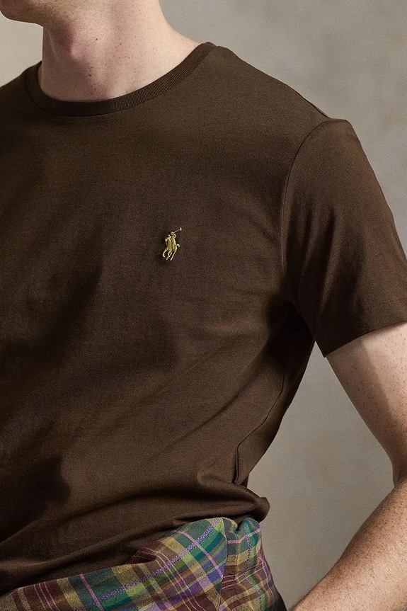 Polo Ralph Lauren T-shirt basic męski bawełniany brązowy 710671438