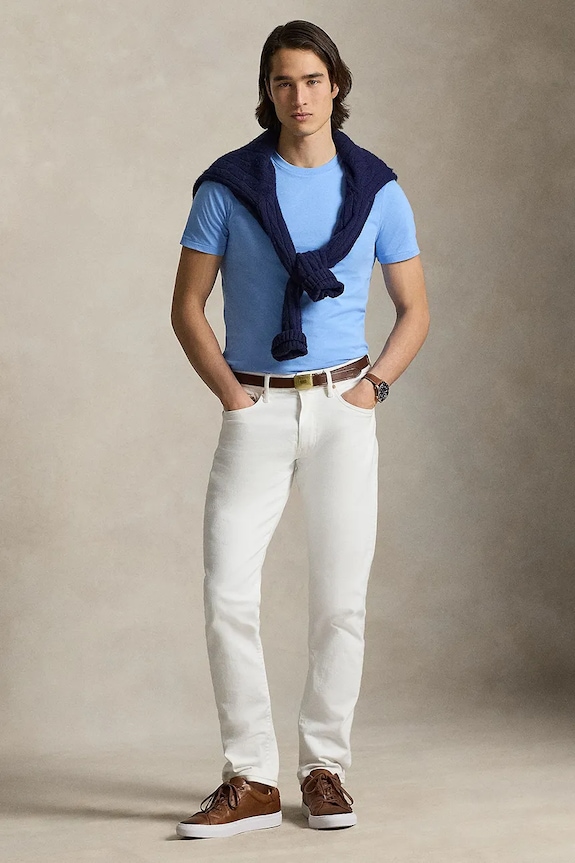 Ρούχα Polo Ralph Lauren T-shirt basic ανδρικό βαμβακερό 710671438 μπλε