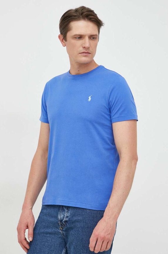 Polo Ralph Lauren basic tričko pánské bavlněné slim modrá 710671438