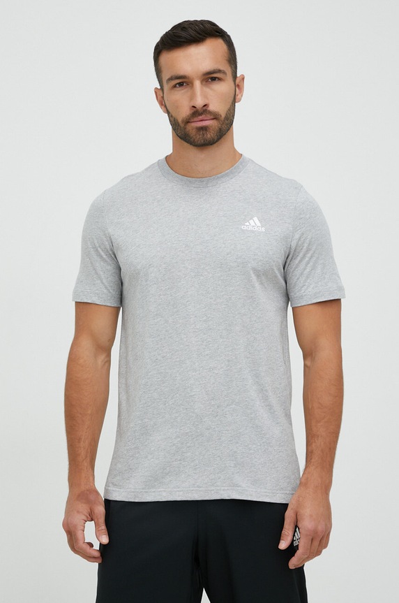 adidas t-shirt bawełniany Essentials regular szary IC9288