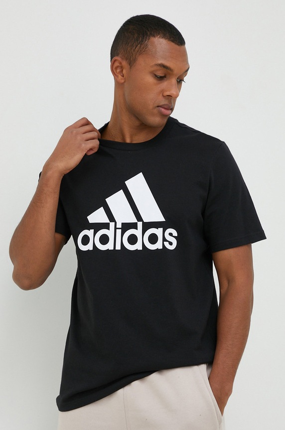 adidas t-shirt bawełniany Essentials nadruk czarny IC9347